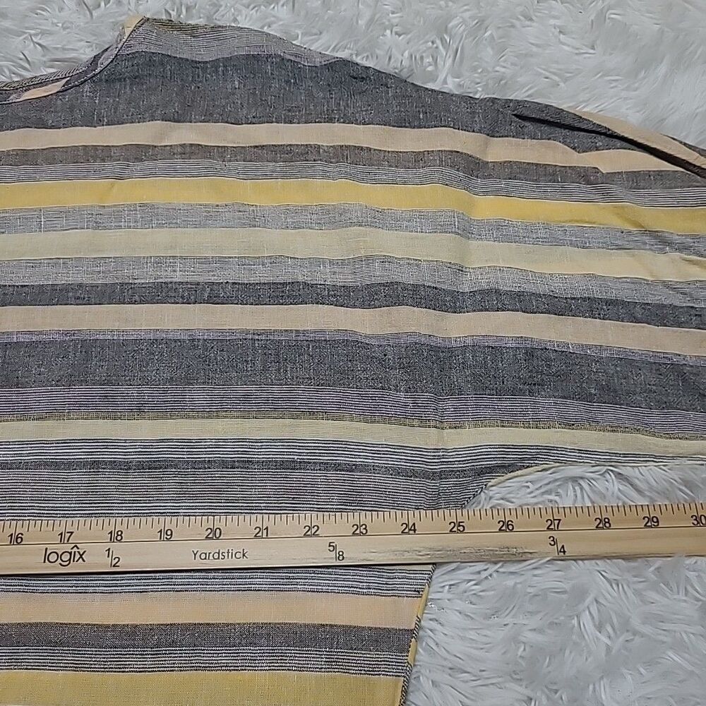 Beach Lunch Lounge Linen Blend Tie Front Top Womens Small Beachy Stripe Boho - Picture 7 of 8